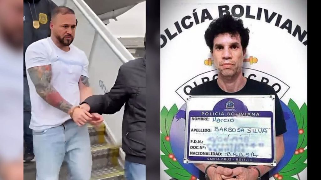 Roberto Prieto Filho, alias “Betinho” y Marcio Barbosa da Silva, alias “Beiço de Mula”, capturados en Bolivia por la Policía.  (Policía Brasil)