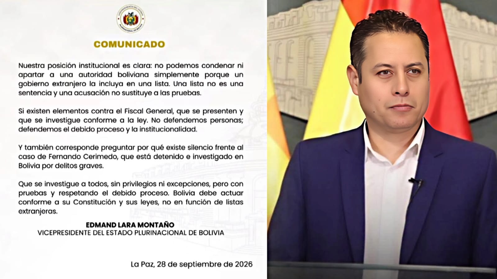 Edmand Lara rechaza veto de EEUU contra Roger Mariaca: «Una lista no es una sentencia»