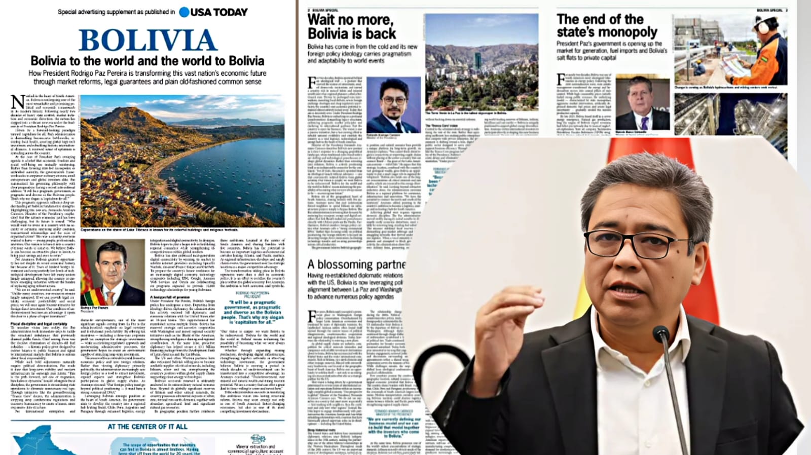 Gobierno  confirma que YPFB y ENDE pagaron $us 60.000 para figurar en USA Today