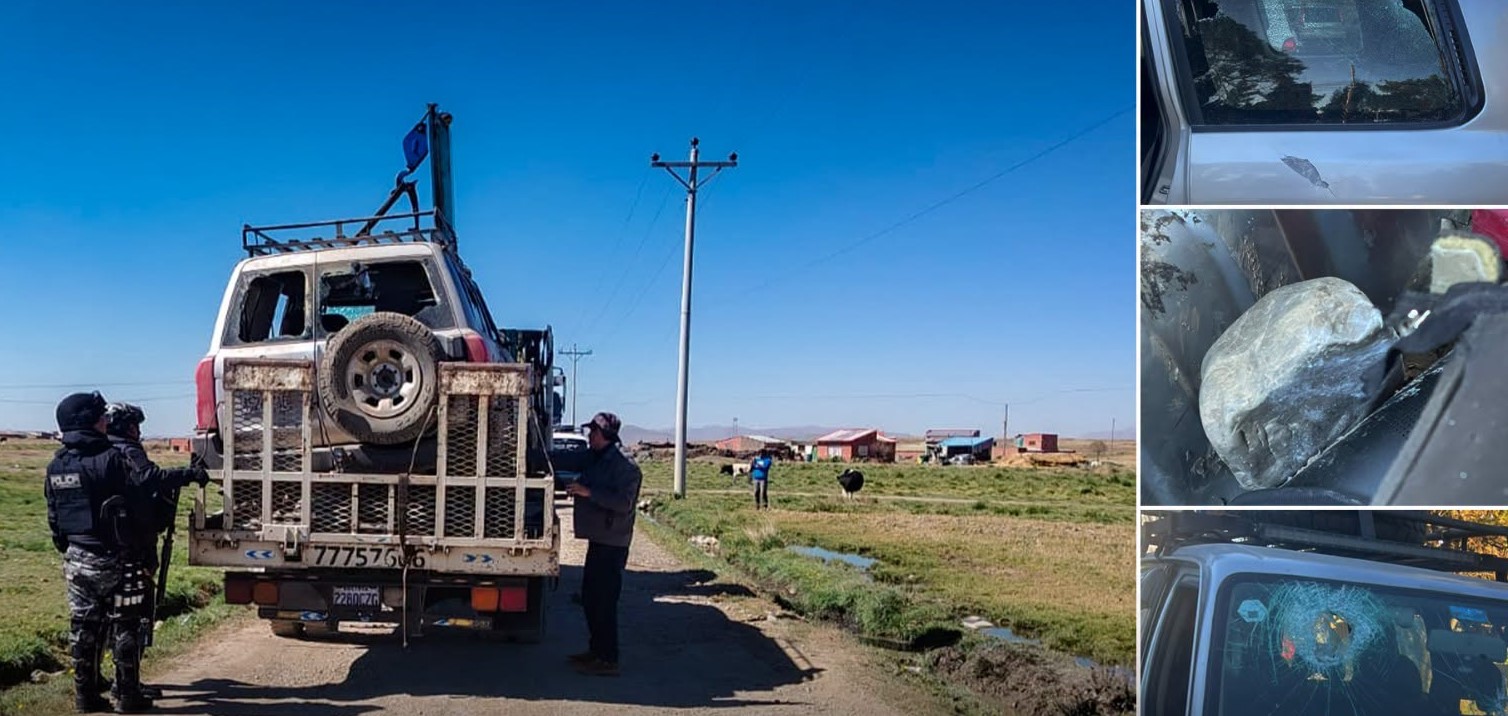 Contrabandistas atacan a personal de la Aduana y dejan dos heridos y vehículos daños en la ruta Laja-El Alto