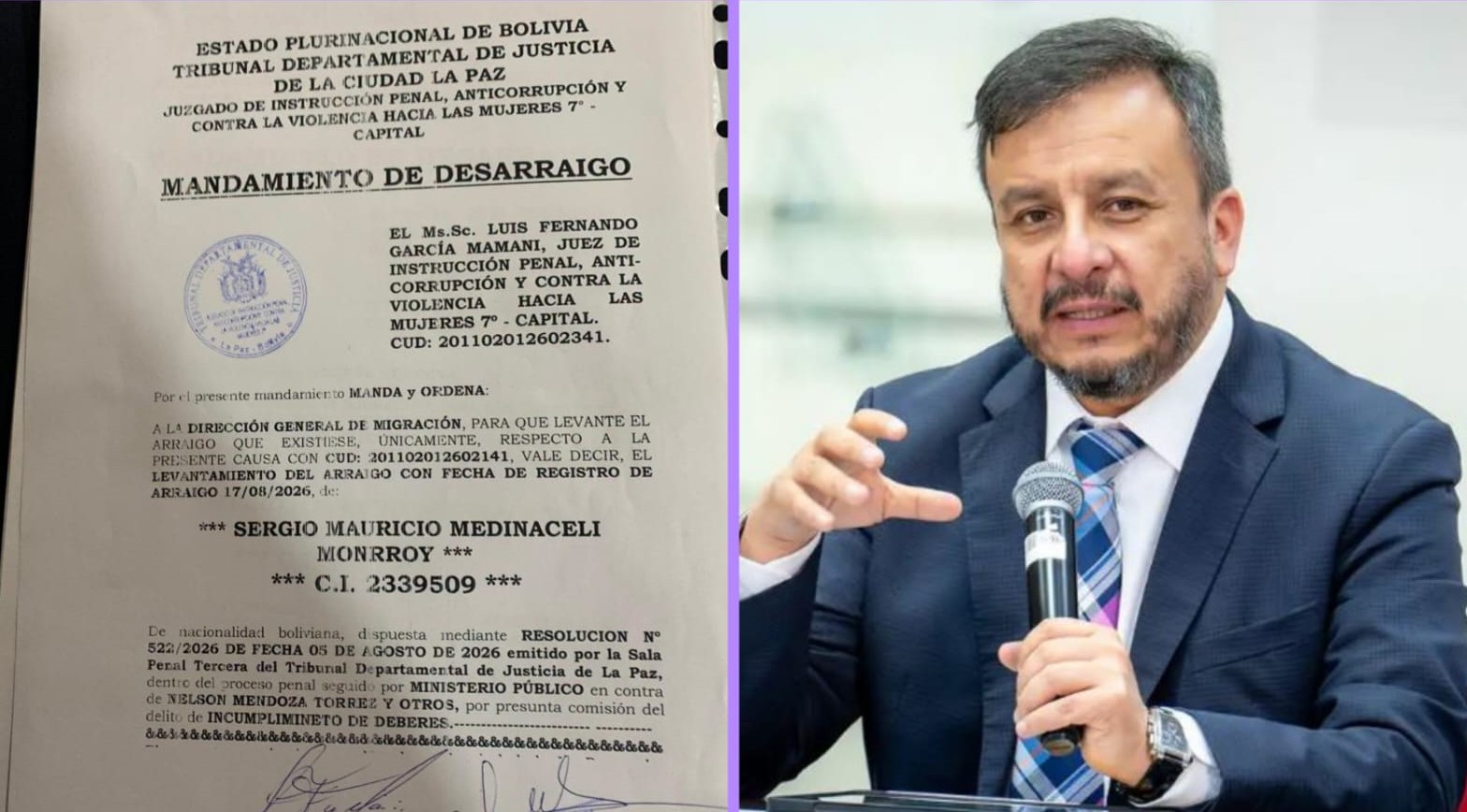 Levantan el arraigo a Medinaceli, pero debe permanecer en el país por ley 1709