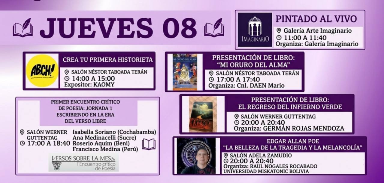Literatura, poesía y arte marcan la agenda de la FILC para este jueves 8 de octubre