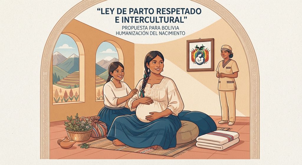 Imagen generada con IA sobre el proyecto de Ley de Parto Respetado e Intercultural impulsado por Ciudadanía y el Observatorio de Violencia Obstétrica. (FEM Media)