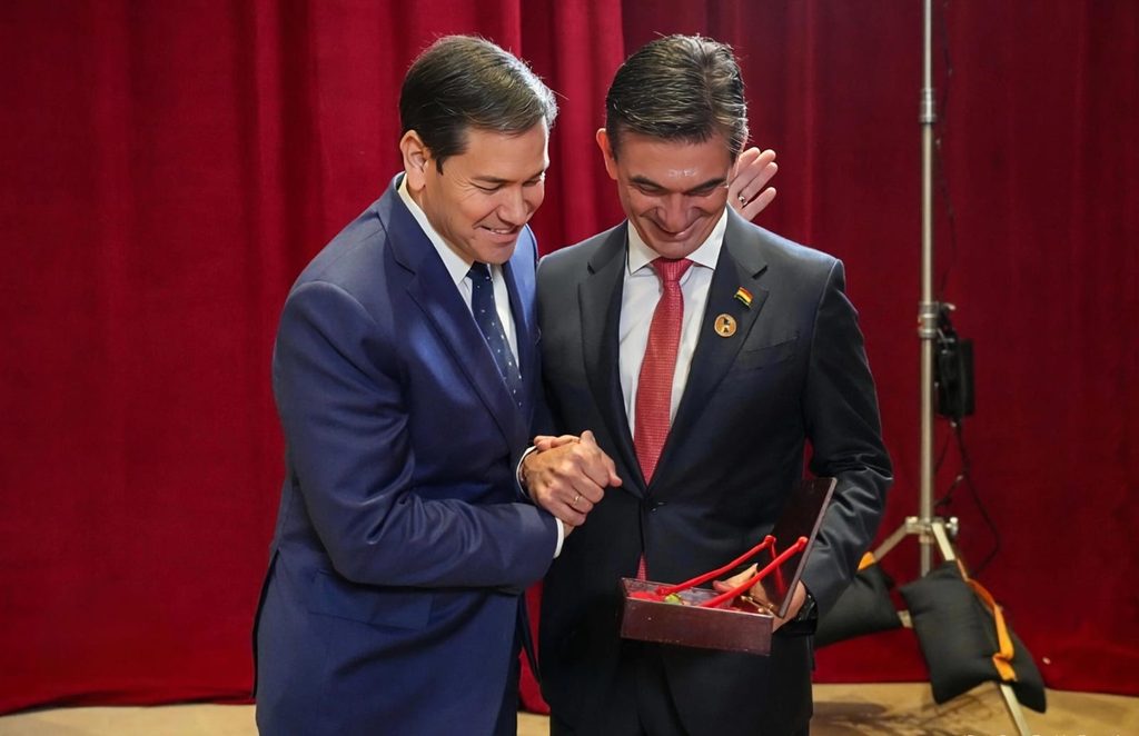 El secretario de Estado de EEUU, Marco Rubio y el presidente de Bolivia, Rodrigo Paz en su encuentro la semana pasada en Whashigton.