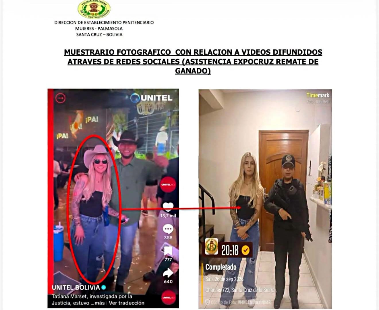 Revocan la detención domiciliaria a Tatiana Marset tras ser descubierta paseando en la Expocruz