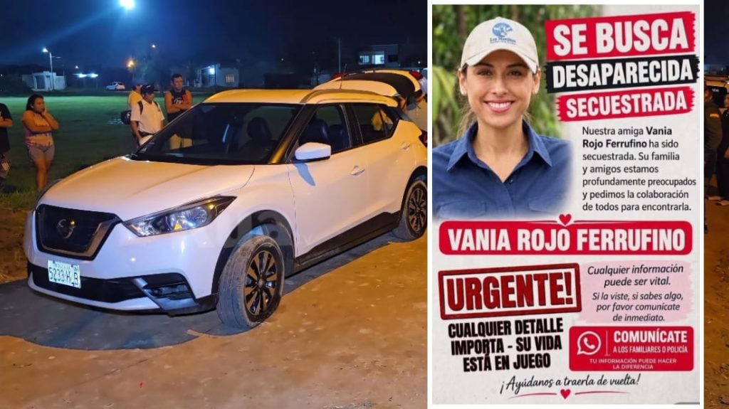 El vehículo de la víctima que fue interceptado por los delincuentes anoche en Montero, Santa Cruz.  (RRSS)  