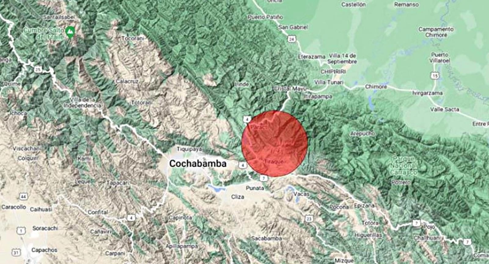Sismo de magnitud 3.4 sorprende a la madrugada a Cochabamba