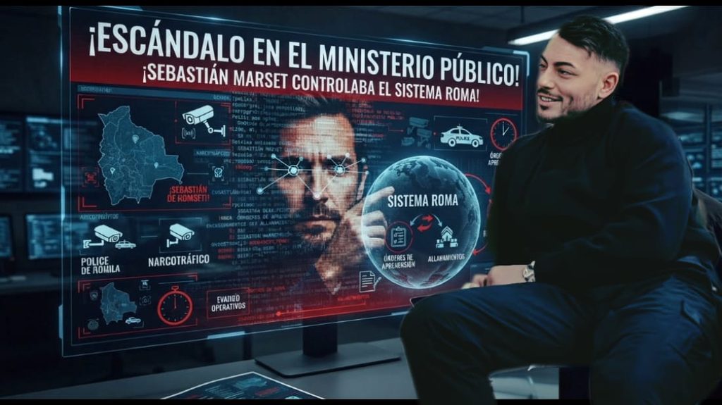 Imagen ilustrativa generada con IA sobre el Sistema Roma del Ministerio Público y el narcotraficante Sebastián Marset.