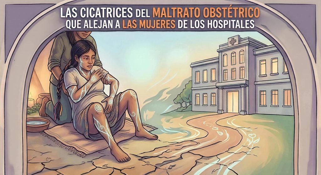 Imagen generada con IA referente a la problemática de la violencia obstétrica.