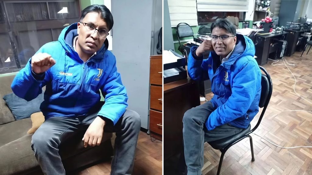 El senador Nilton Condori en las celdas policías de La Paz.