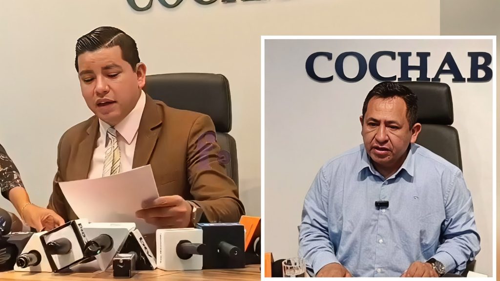 Conferencia de prensa del Fiscal Departamental Interino, Eddy Ordóñez (izq.) y el exfiscal departamental, Osvaldo Tejerina (der.)