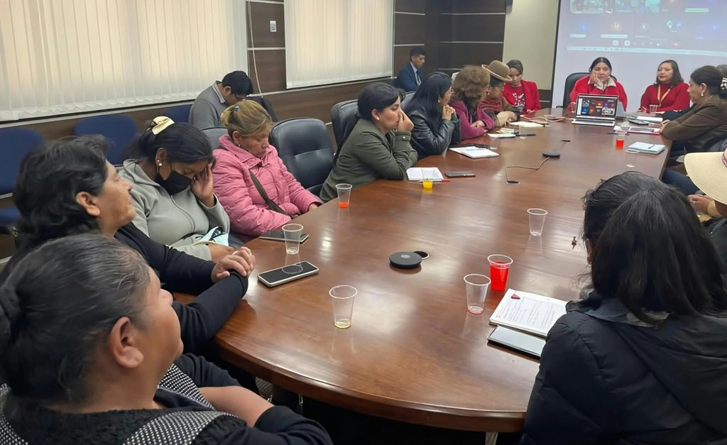 Encuentro convocado por el Viceministerio de Igualdad de Oportunidades y Derechos Humanos, autoridades gubernamentales, organizaciones sociales y familiares de víctimas de feminicidio.