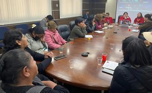 Encuentro convocado por el Viceministerio de Igualdad de Oportunidades y Derechos Humanos, autoridades gubernamentales, organizaciones sociales y familiares de víctimas de feminicidio.