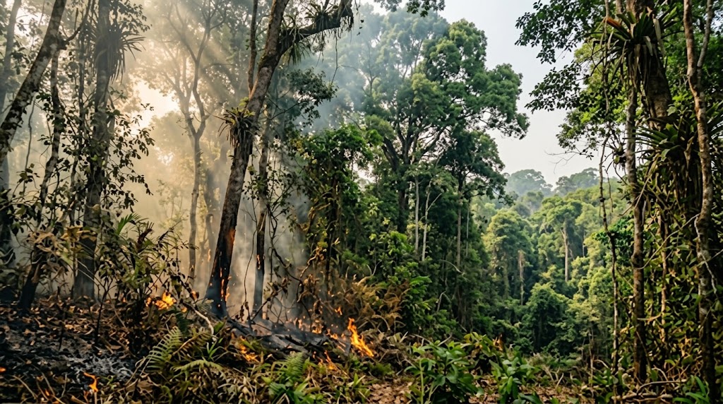 Focos de fuego elevan el riesgo en la Amazonía brasileña.